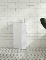 18" Lily White Freestanding Corner Bathroom Vanity with White Polymarble Countertop – Image 9