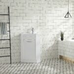 18" Lily White Freestanding Corner Bathroom Vanity with White Polymarble Countertop