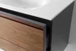 60" Walnut Wall Mount Double Sink Bathroom Vanity with Matte White Solid Surface Countertop – Image 4