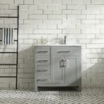 36" Grey Freestanding Bathroom Vanity with Carrera Marble Countertop Mella