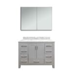 42" Grey Freestanding Bathroom Vanity with Carrera Marble Countertop Mella - Image 6