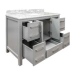 42" Grey Freestanding Bathroom Vanity with Carrera Marble Countertop Mella - Image 4
