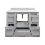 42" Grey Freestanding Bathroom Vanity with Carrera Marble Countertop Mella - Image 5