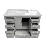 48" Grey Freestanding Single Sink Bathroom Vanity with Calcutta Quartz Countertop Mella - Image 4