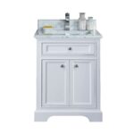 24" White Freestanding Bathroom Vanity with Carrera Marble Countertop Milan – Image 3