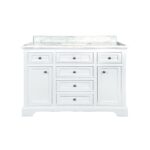 48" White Freestanding Single Sink Bathroom Vanity with Carrera Marble Countertop Milan – Image 3