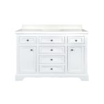 48" White Freestanding Single Sink Bathroom Vanity with Snow White Quartz Countertop - Image 3