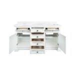 60" White Freestanding Double Sink Bathroom Vanity with Snow White Quartz Countertop – Image 3