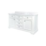 60" White Freestanding Double Sink Bathroom Vanity with Snow White Quartz Countertop – Image 4