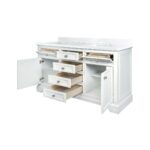 60" White Freestanding Double Sink Bathroom Vanity with Snow White Quartz Countertop – Image 5