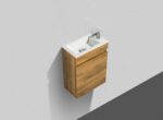 16" Natural Oak Wall Mount Bathroom Vanity with White Polymarble Countertop Mini - Mirror and Faucet included – Image 3