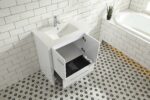 30" Glossy White Freestanding Bathroom Vanity with White Polymarble Countertop – Image 4