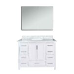 42" White Freestanding Bathroom Vanity with Carrera Marble Countertop Mella – Image 3
