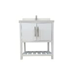 30" White Freestanding Single Sink Bathroom Vanity with Snow White Quartz Countertop Fiory - Image 2
