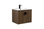 24" Oak Wall Mount Single Sink Bathroom Vanity with White Ceramic Countertop Sudbury – Image 2
