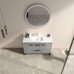 48" Cement Freestanding Single Sink Bathroom Vanity with White Ceramic Countertop Odessa – Image 4