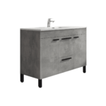 48" Cement Freestanding Single Sink Bathroom Vanity with White Ceramic Countertop Odessa – Image 2