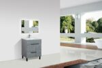 28" Cement Freestanding Single Sink Bathroom Vanity with White Ceramic Countertop Odessa - Image 2