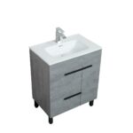 28" Cement Freestanding Single Sink Bathroom Vanity with White Ceramic Countertop Odessa - Image 4