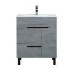 28" Cement Freestanding Single Sink Bathroom Vanity with White Ceramic Countertop Odessa - Image 3