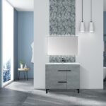 40" Cement Freestanding Single Sink Bathroom Vanity with White Ceramic Countertop Odessa