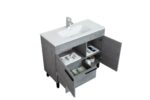 40" Cement Freestanding Single Sink Bathroom Vanity with White Ceramic Countertop Odessa - Image 4