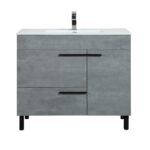40" Cement Freestanding Single Sink Bathroom Vanity with White Ceramic Countertop Odessa - Image 2