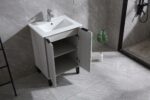 24" Cement Freestanding Bathroom Vanity with White Ceramic Countertop Odessa - Image 6