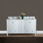 60" White Freestanding Double Sink Bathroom Vanity with Carrera Marble Countertop Porto