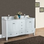 60" White Freestanding Double Sink Bathroom Vanity with Carrera Marble Countertop Porto - Image 3