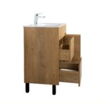 30" Rough Oak Freestanding Bathroom Vanity with White Ceramic Countertop – Image 5