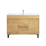 48" Soft Oak Freestanding Single Sink Bathroom Vanity with White Ceramic Countertop *FREE FAUCET!* – Image 3