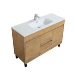 48" Soft Oak Freestanding Single Sink Bathroom Vanity with White Ceramic Countertop *FREE FAUCET!* – Image 2