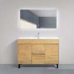 48" Soft Oak Freestanding Single Sink Bathroom Vanity with White Ceramic Countertop *FREE FAUCET!*