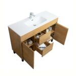 48" Soft Oak Freestanding Single Sink Bathroom Vanity with White Ceramic Countertop *FREE FAUCET!* – Image 5
