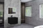 24" Black Wall Mount Bathroom Vanity with Black Engineered Quartz Countertop Roxboro - Image 5