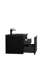 24" Black Wall Mount Bathroom Vanity with Black Engineered Quartz Countertop Roxboro - Image 4