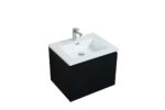 24" Black Wall Mount Bathroom Vanity with White Polymarble Countertop Roxboro - Image 2