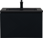 30" Black Wall Mount Bathroom Vanity with Black Engineered Quartz Countertop Roxboro – Image 2