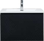 36" Black Wall Mount Bathroom Vanity with White Polymarble Countertop Roxboro – Image 3