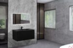 40" Black Wall Mount Bathroom Vanity with Black Engineered Quartz Countertop Roxboro – Image 5