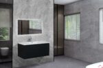 40" Black Wall Mount Bathroom Vanity with White Polymarble Countertop Roxboro – Image 5