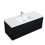 48" Black Wall Mount Bathroom Vanity with White Polymarble Countertop Roxboro – Image 2