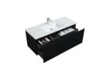48" Black Wall Mount Bathroom Vanity with White Polymarble Countertop Roxboro – Image 7