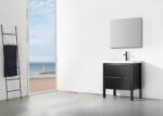 30" Black Freestanding Single Sink Bathroom Vanity with White Quartz Countertop – Image 7
