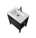 30" Black Freestanding Single Sink Bathroom Vanity with White Quartz Countertop – Image 3
