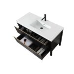 48" Black Freestanding Single Sink Bathroom Vanity with White Quartz Countertop – Image 5