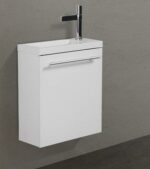 16" White Wall Mount Bathroom Vanity with White Polymarble Countertop Wallie - Image 7