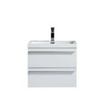 24" White Wall Mount Bathroom Vanity with White Polymarble Countertop Sofia – Image 2