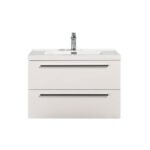 30" White Wall Mount Bathroom Vanity with White Polymarble Countertop Sofia - Image 2